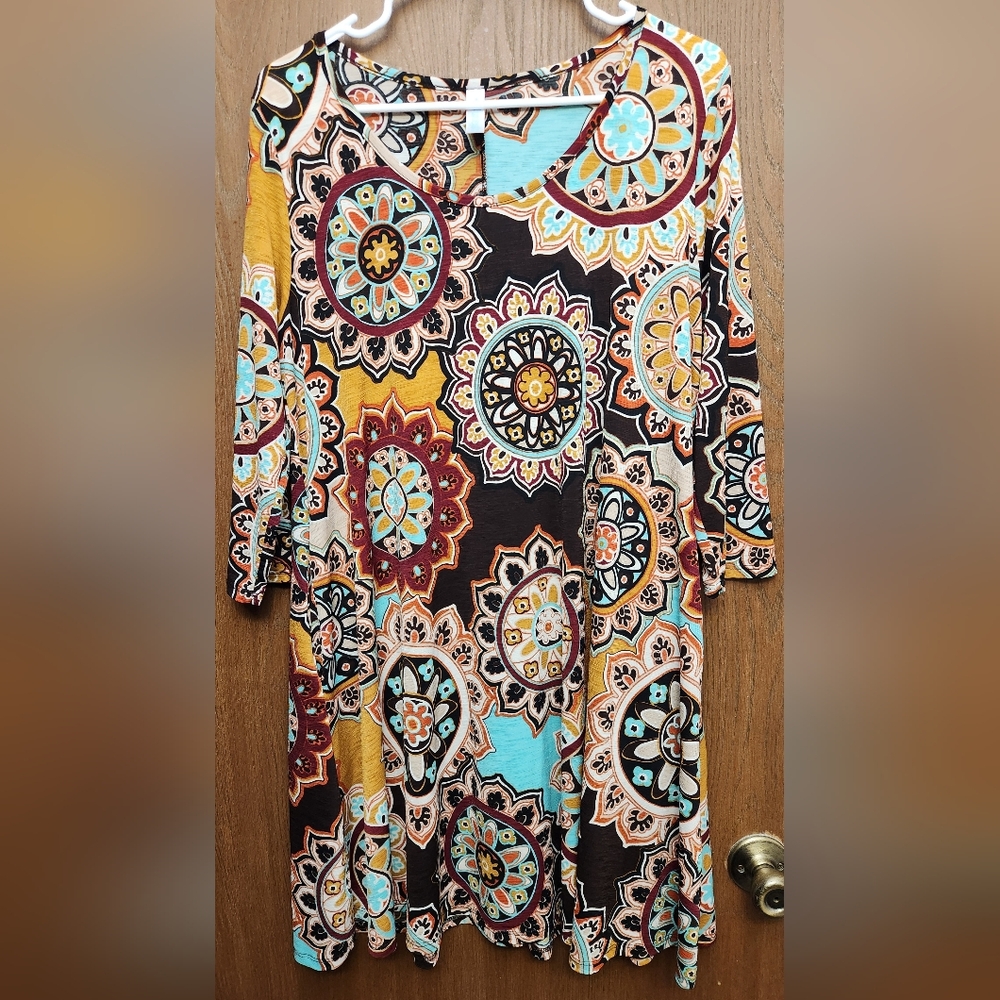 Vibrant Asymmetrical Dress with Mandala Pattern